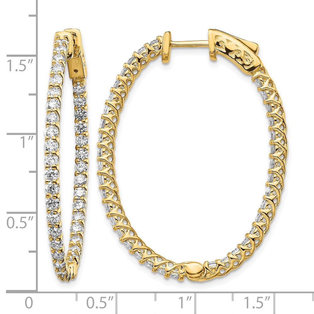 14k Diamond Oval Hoop w/Safety Clasp Earrings