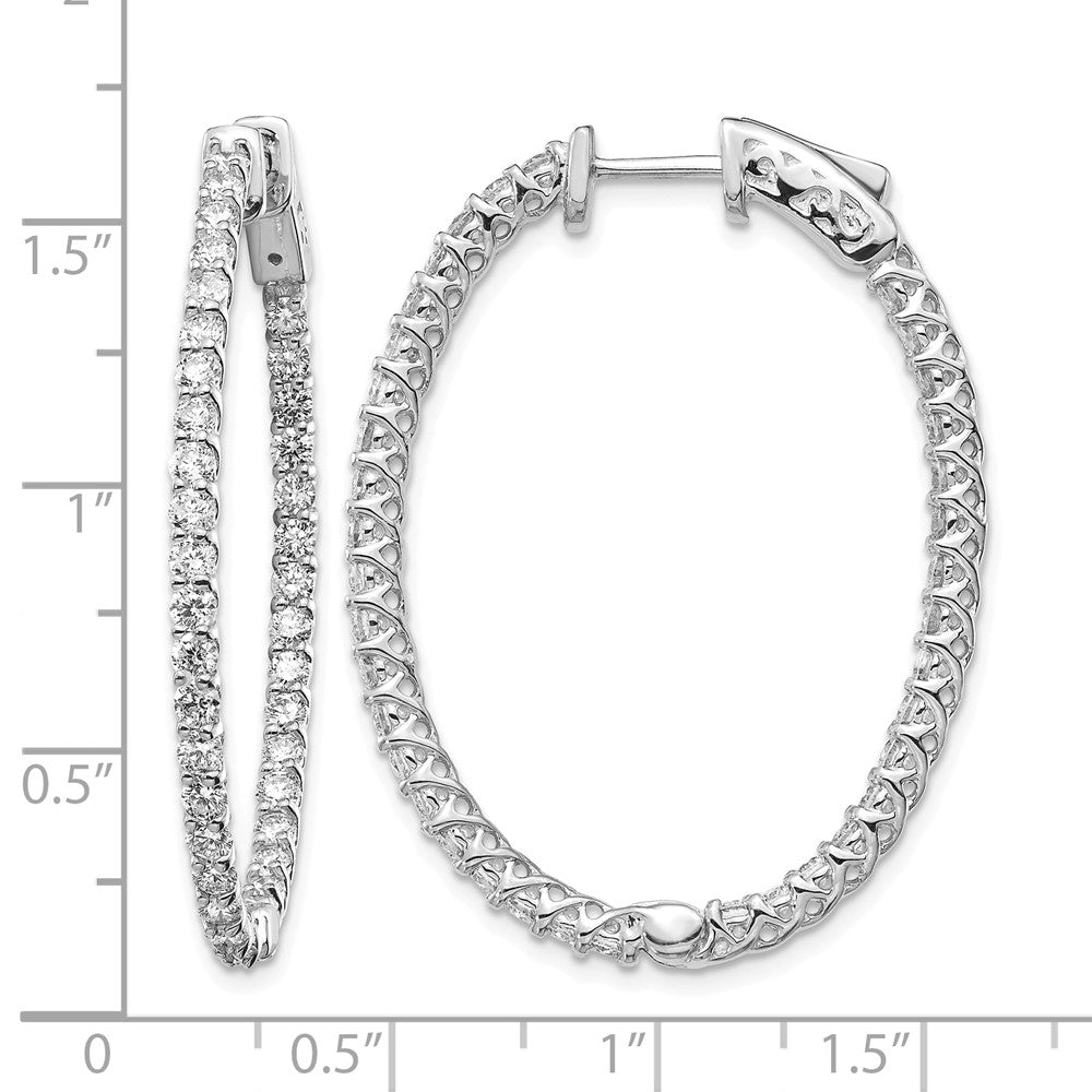 14k White Gold Oval Hoop w/Safety Clasp Earring Mountings