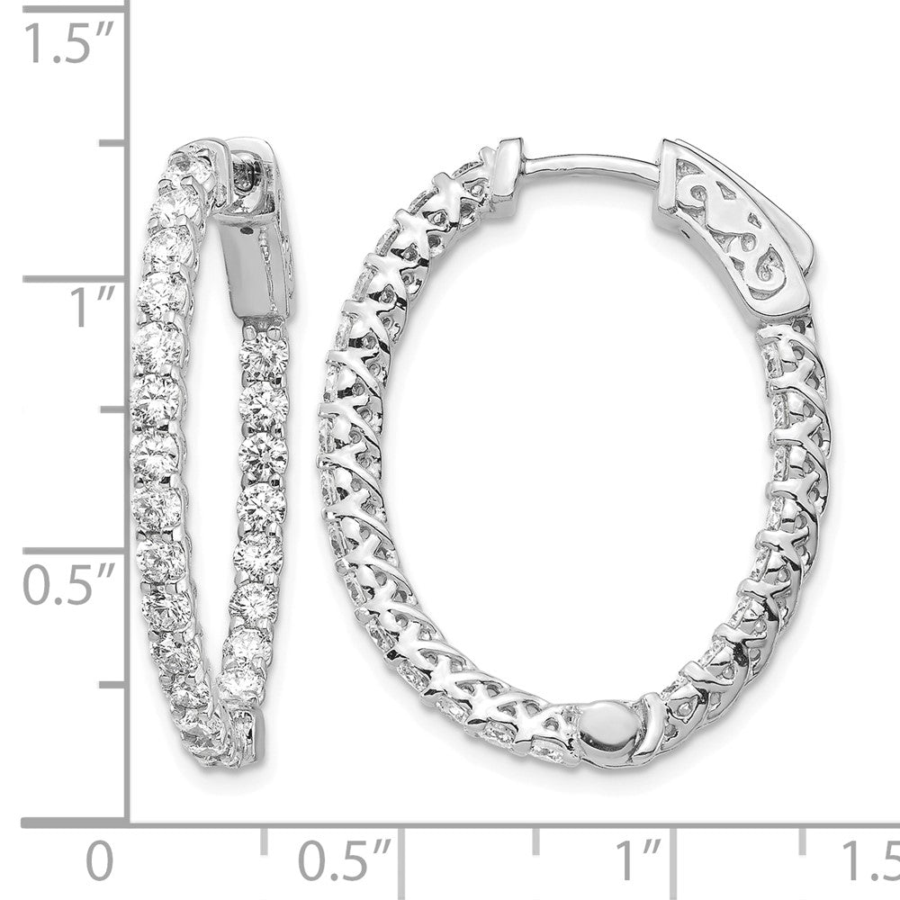 14k White Gold Oval Hoop w/Safety Clasp Earring Mountings
