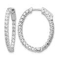 14k White Gold Diamond Oval Hoop w/Safety Clasp Earrings