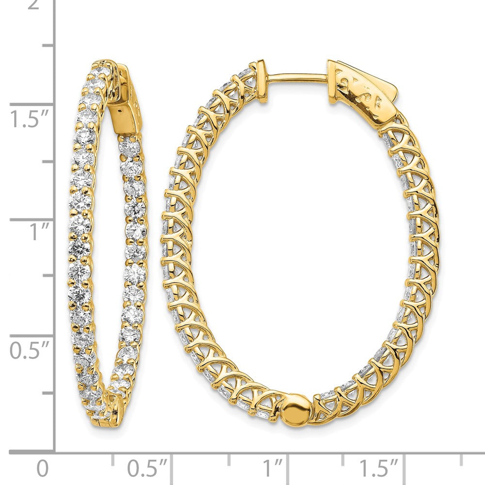 14k Diamond Oval Hoop w/Safety Clasp Earrings