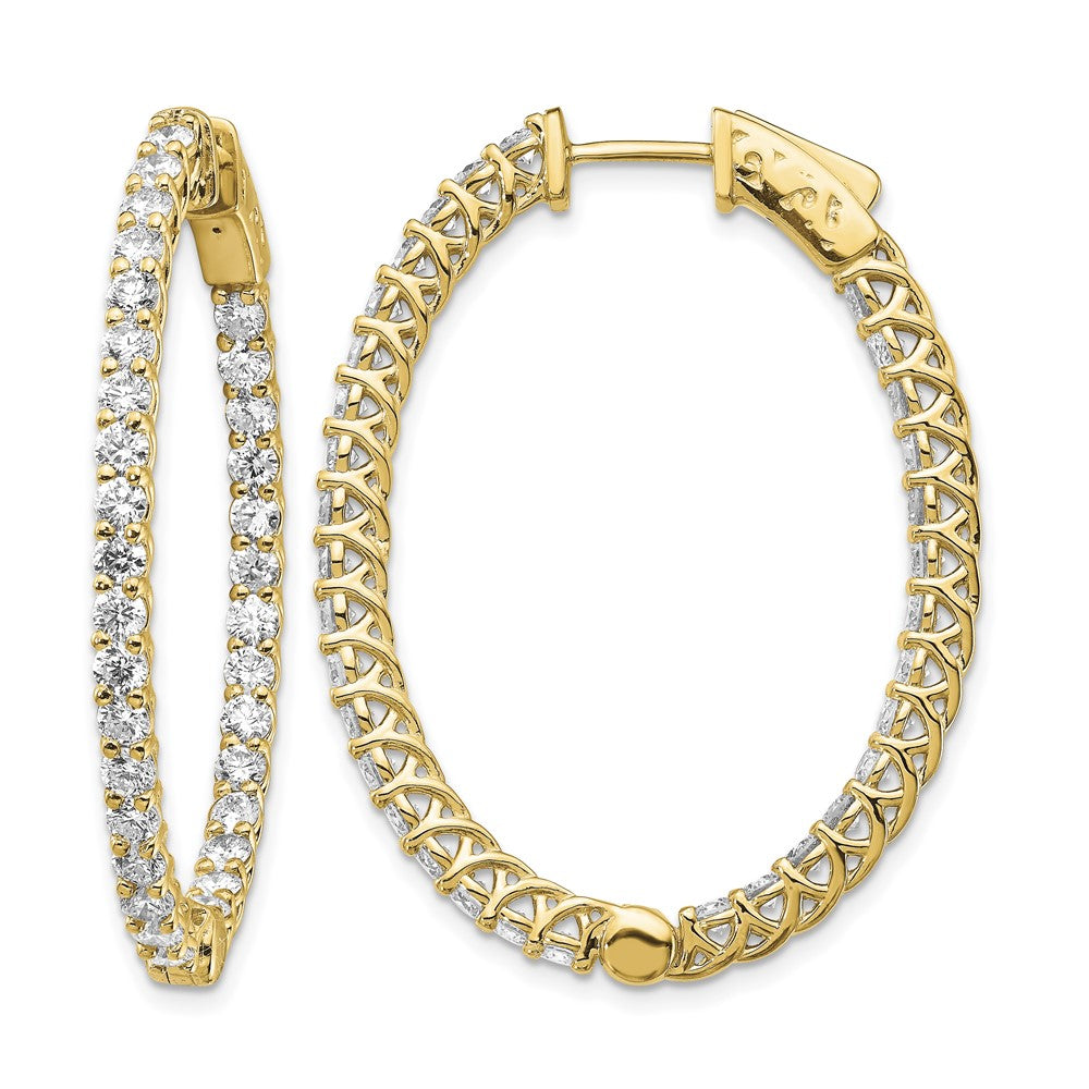 14k Diamond Oval Hoop w/Safety Clasp Earrings