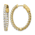 14k Diamond Oval Hoop w/Safety Clasp Earrings