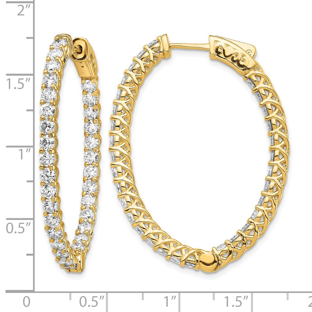 14k Diamond Oval Hoop w/Safety Clasp Earrings