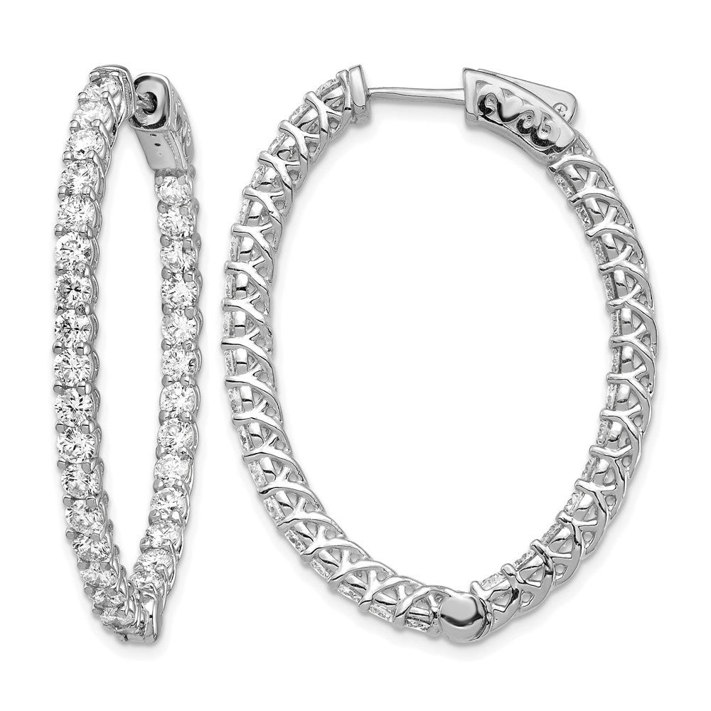 14k White Gold Oval Hoop w/Safety Clasp Earring Mountings