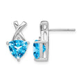 14k White Gold Blue Topaz and White Topaz Trillion Post Earrings
