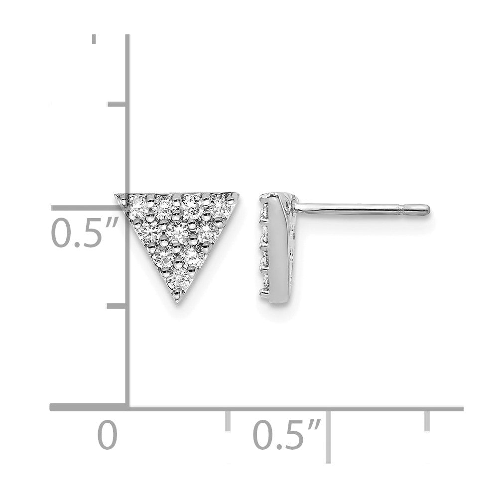 14k White Gold Diamond Triangle Earrings