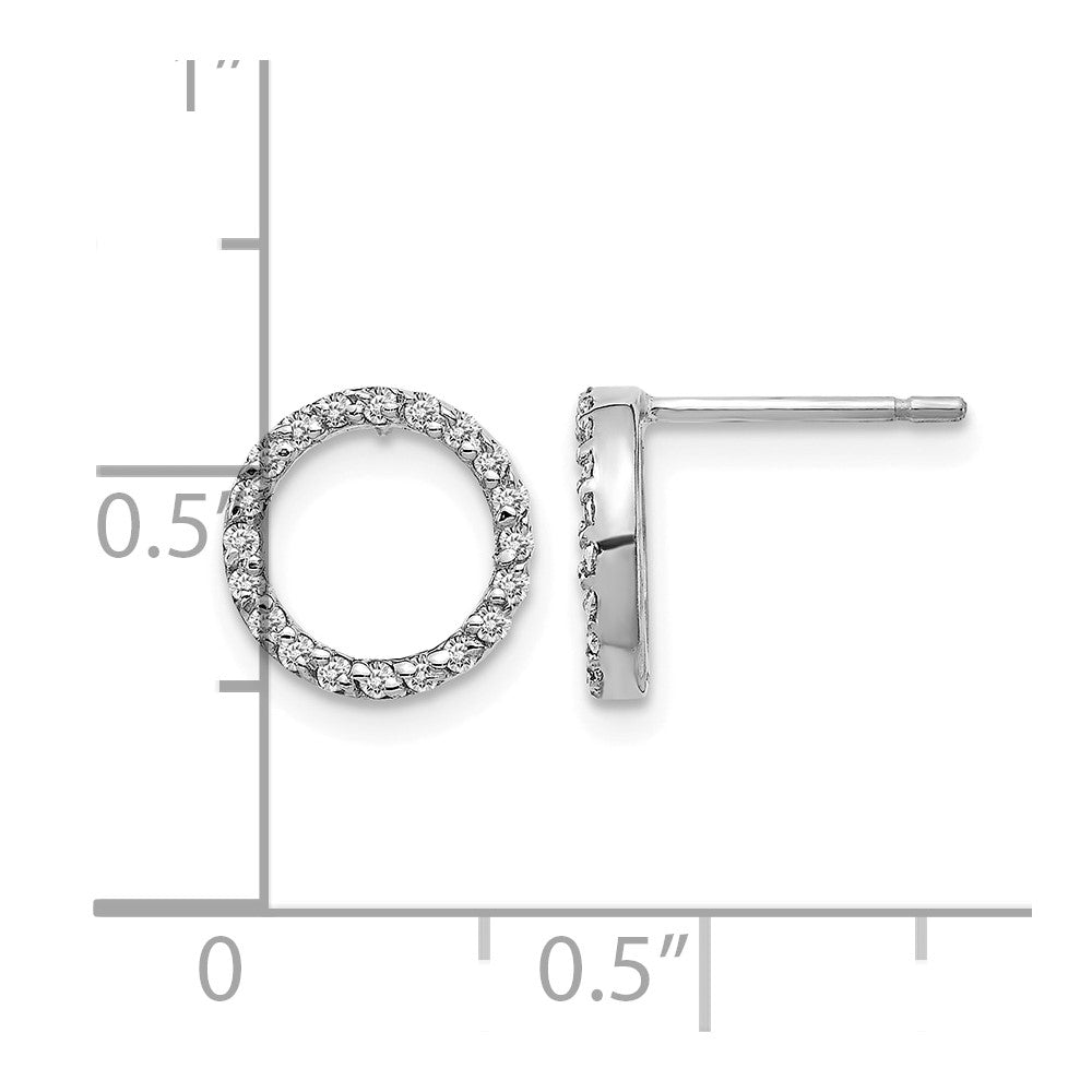 14k White Gold Diamond Open Circle Earrings