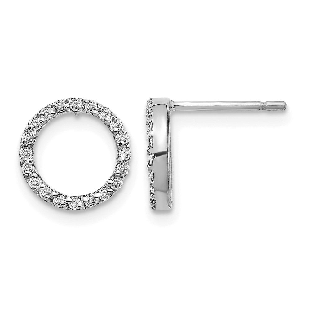 14k White Gold Diamond Open Circle Earrings