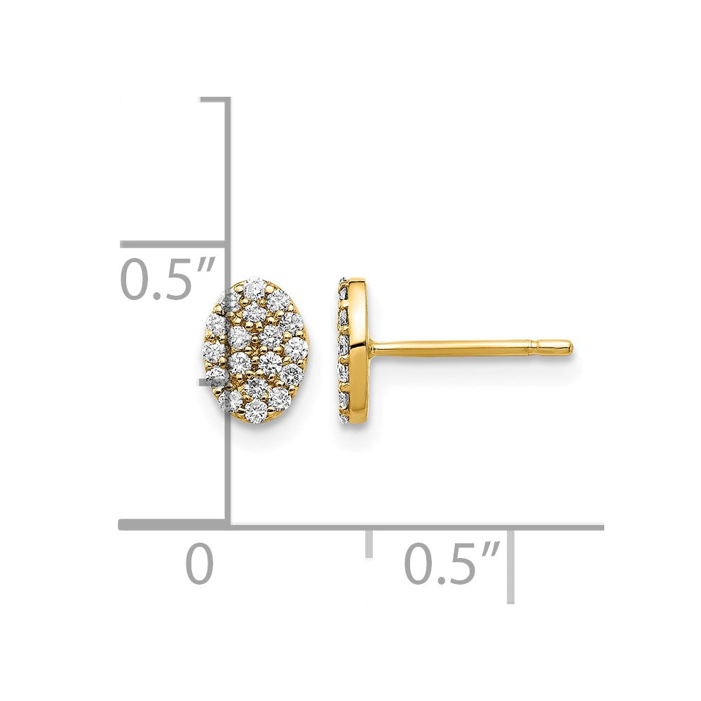 14k Diamond Cluster Oval Earrings
