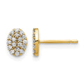 14k Diamond Cluster Oval Earrings