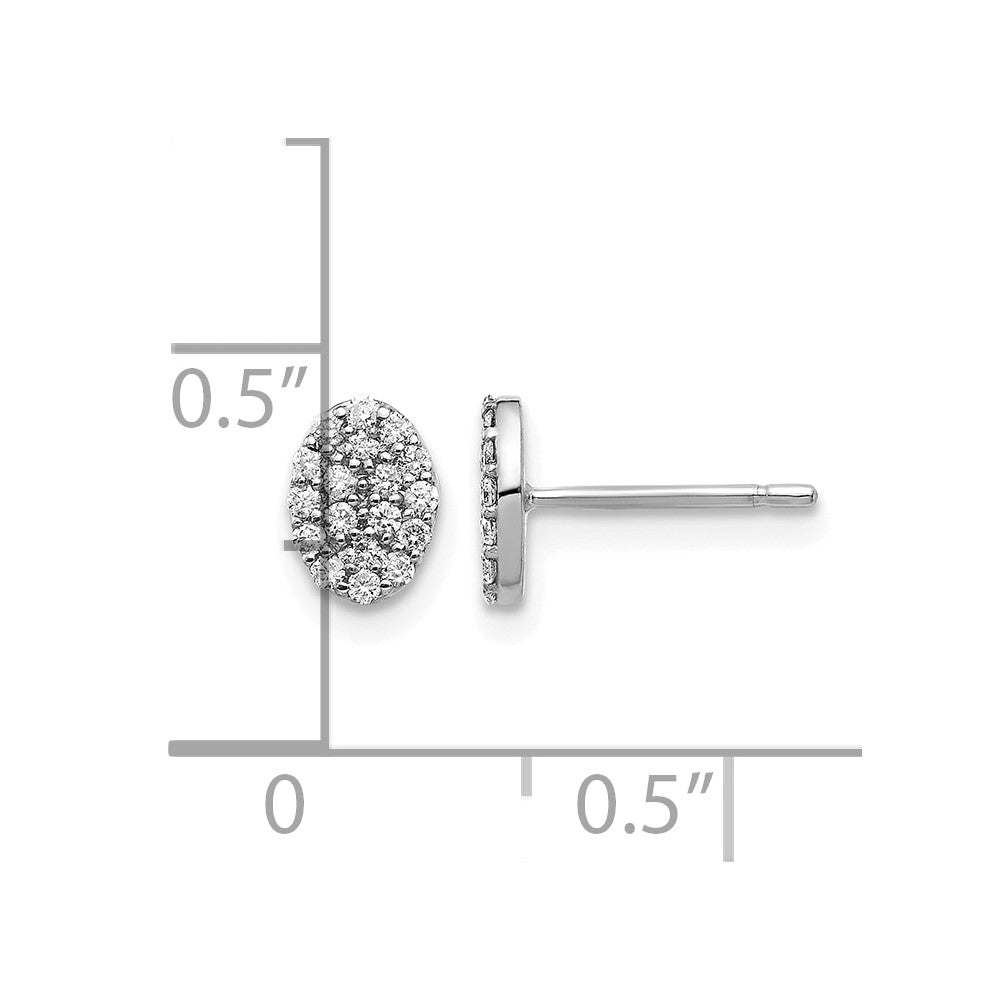 14k White Gold Diamond Cluster Oval Earrings