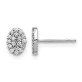 14k White Gold Diamond Cluster Oval Earrings