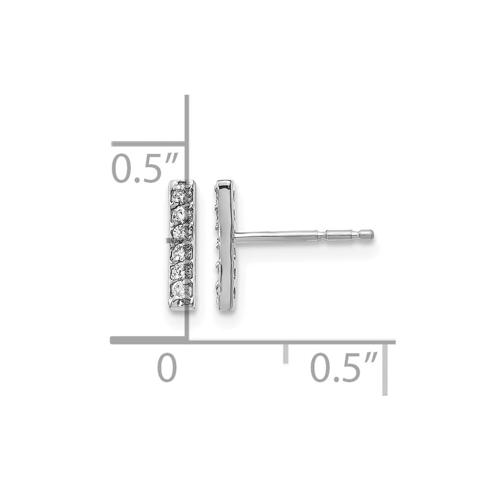14k White Gold Diamond Bar Earrings