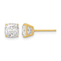 14k Polished 6x6 Cushion Cut CZ Stud Post Earrings