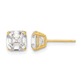 14k Polished 6x6 Asscher Cut CZ Studs Post Earrings