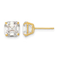 14k Polished 7x7 Asscher Cut CZ Studs Post Earrings