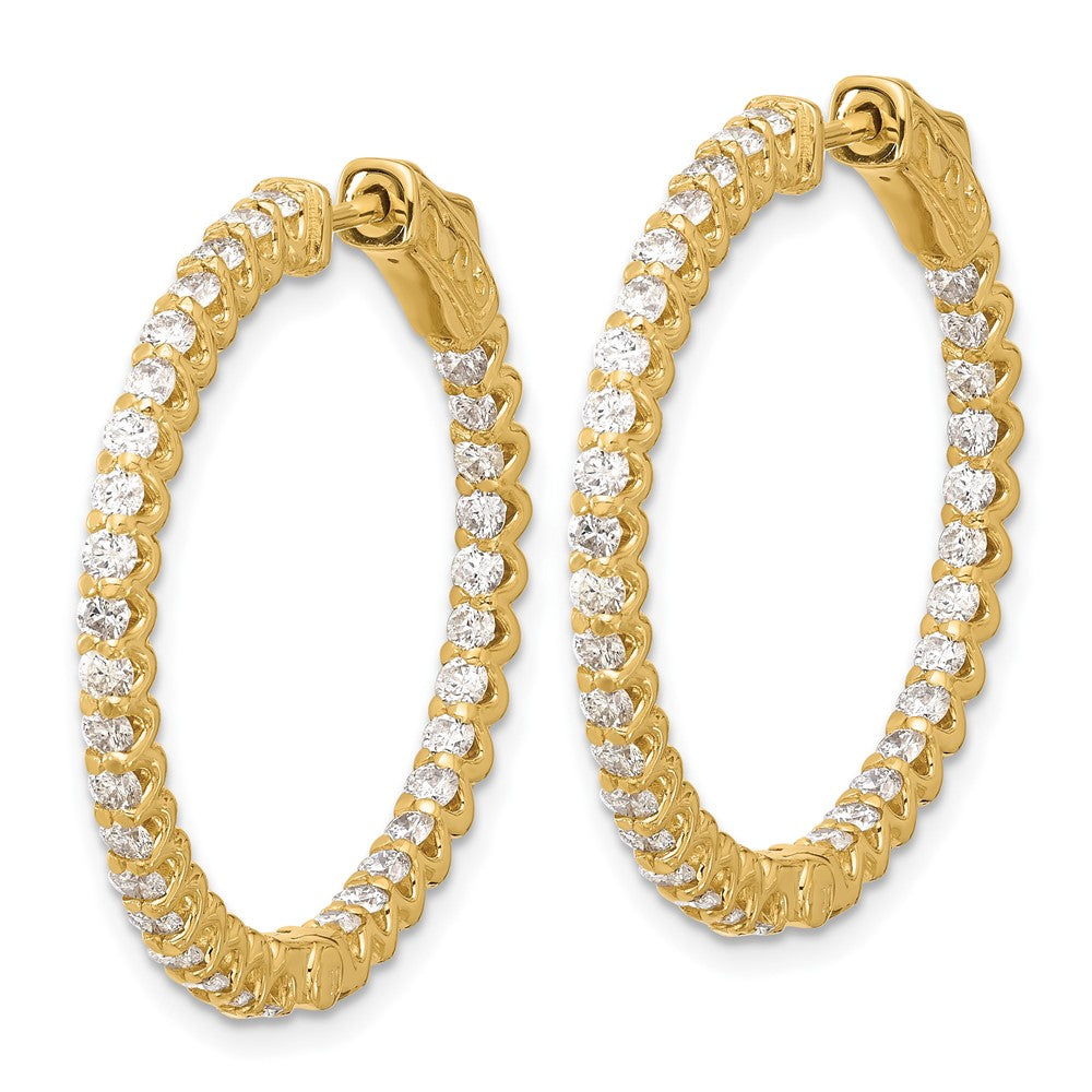 14K 2.3ct 66-2.0mm In/Out Hoop w/ Safety Clasp Diamond Earrings