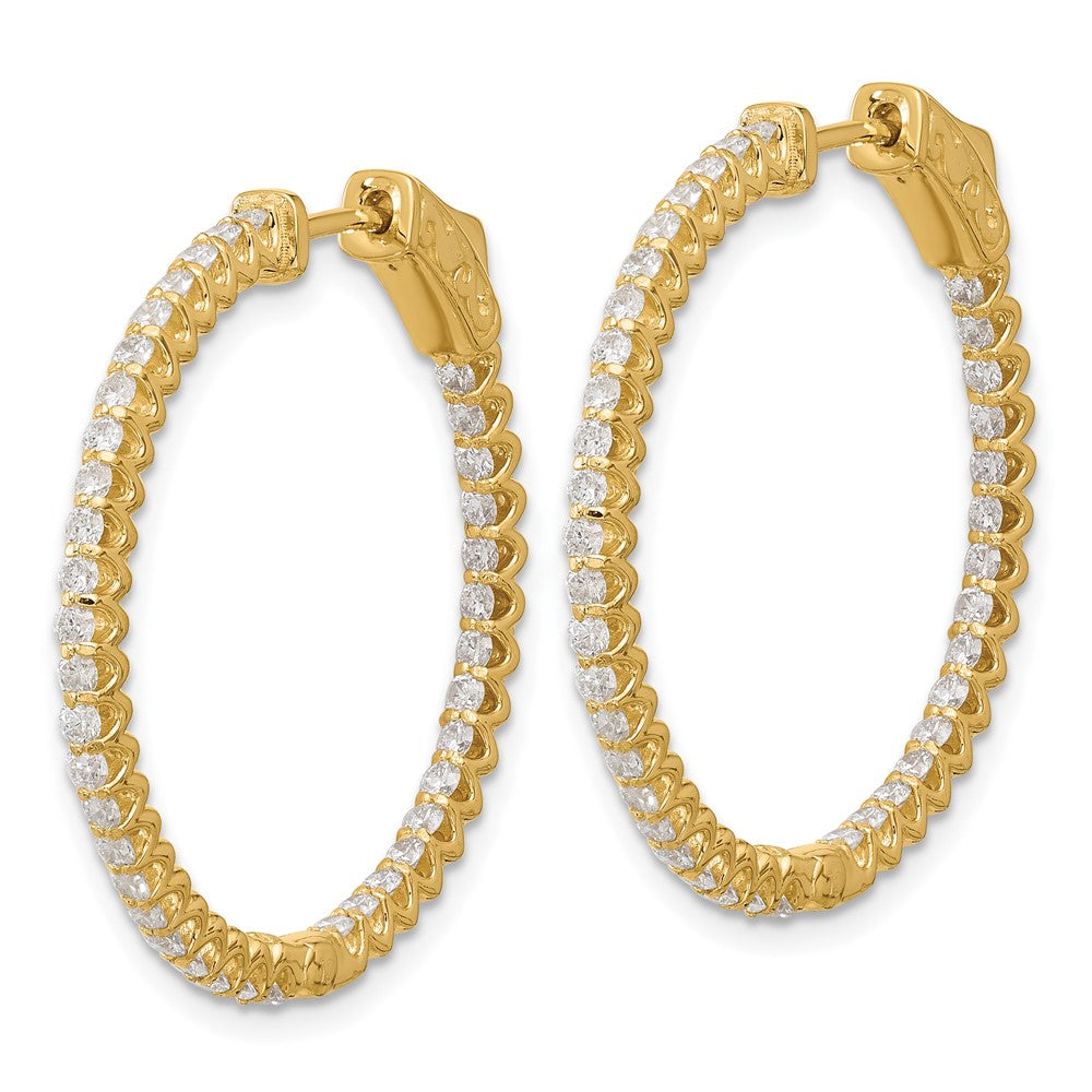 14K 1.56ct 78-1.7mm In/Out Hoop w/ Safety Clasp Diamond Earrings