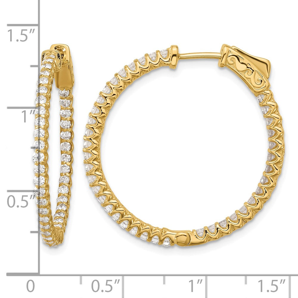 14K 1.56ct 78-1.7mm In/Out Hoop w/ Safety Clasp Diamond Earrings