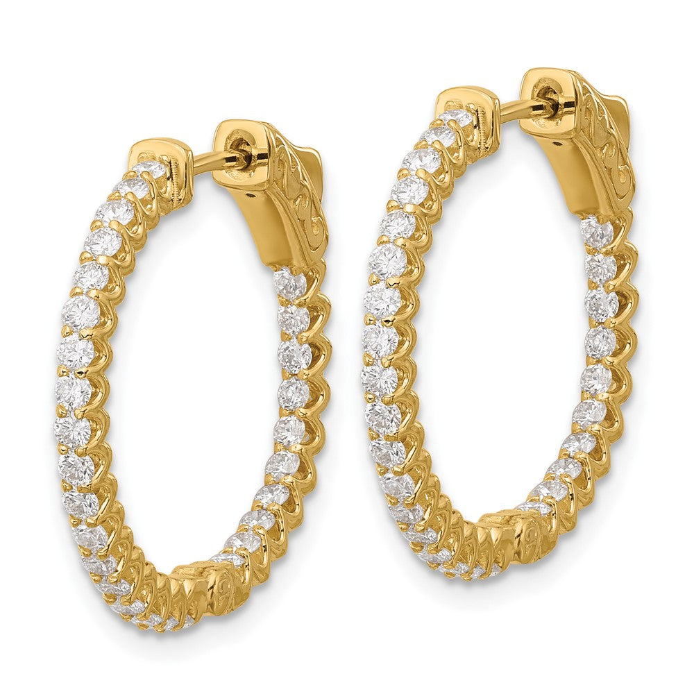 14K 1.12ct. 56-1.7mm In/Out Hoop w/ Safety Clasp Diamond Earrings