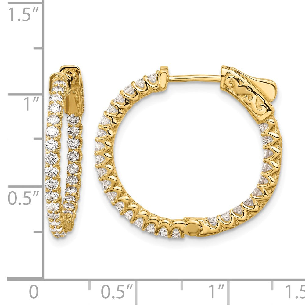 14K 1.12ct. 56-1.7mm In/Out Hoop w/ Safety Clasp Diamond Earrings
