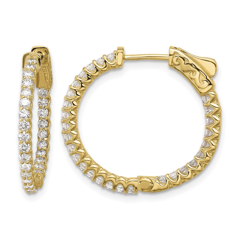 14K 1.12ct. 56-1.7mm In/Out Hoop w/ Safety Clasp Diamond Earrings