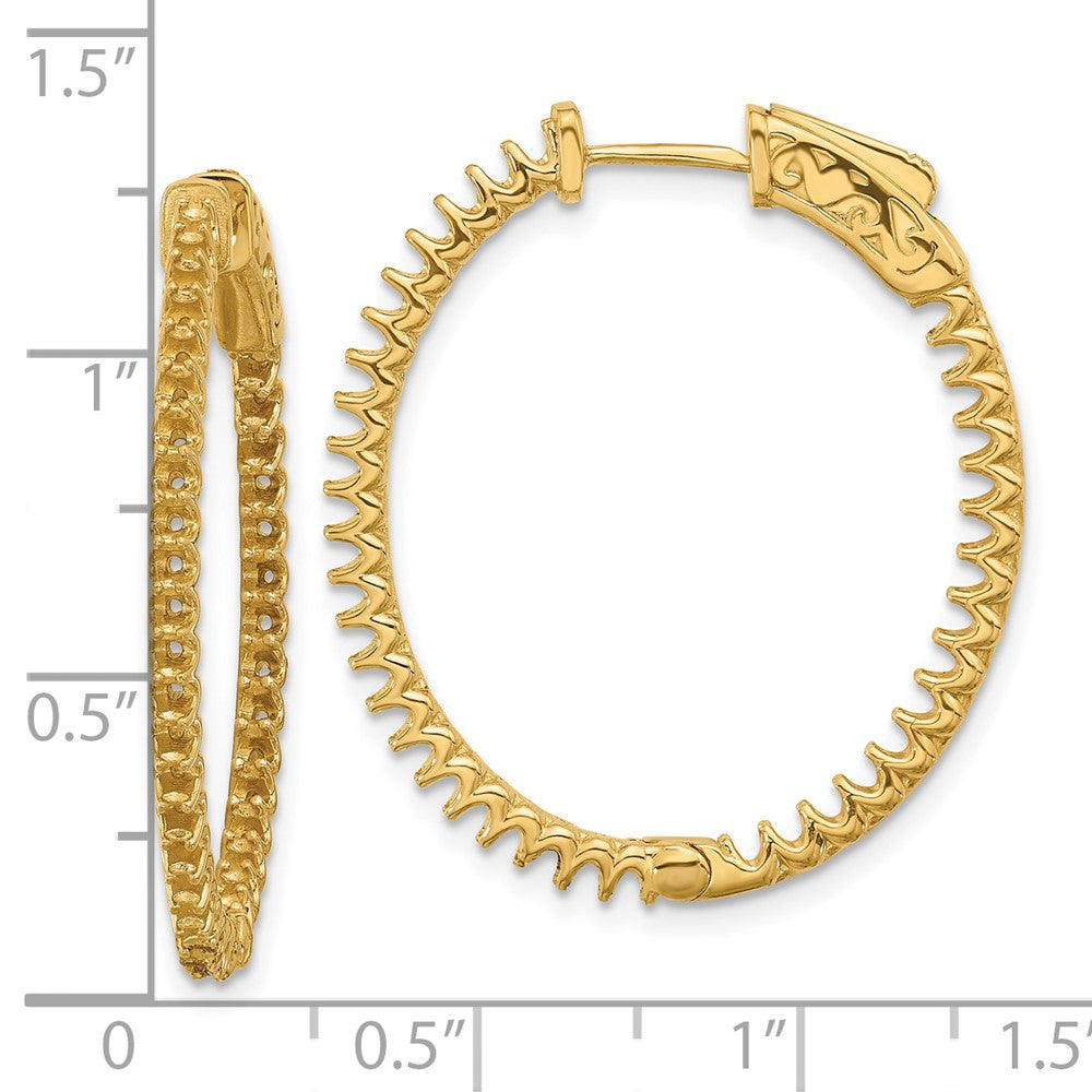 14K 1.14ct 76-1.5mm In/Out Oval Hoop w/ Safety Clasp Earring Mountings