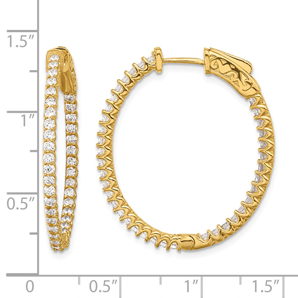 14K 1.14ct 76-1.5mm In/Out Oval Hoop w/ Safety Clasp Earring