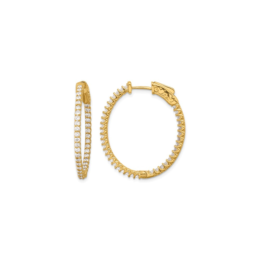 14K 1.14ct 76-1.5mm In/Out Oval Hoop w/ Safety Clasp Earring