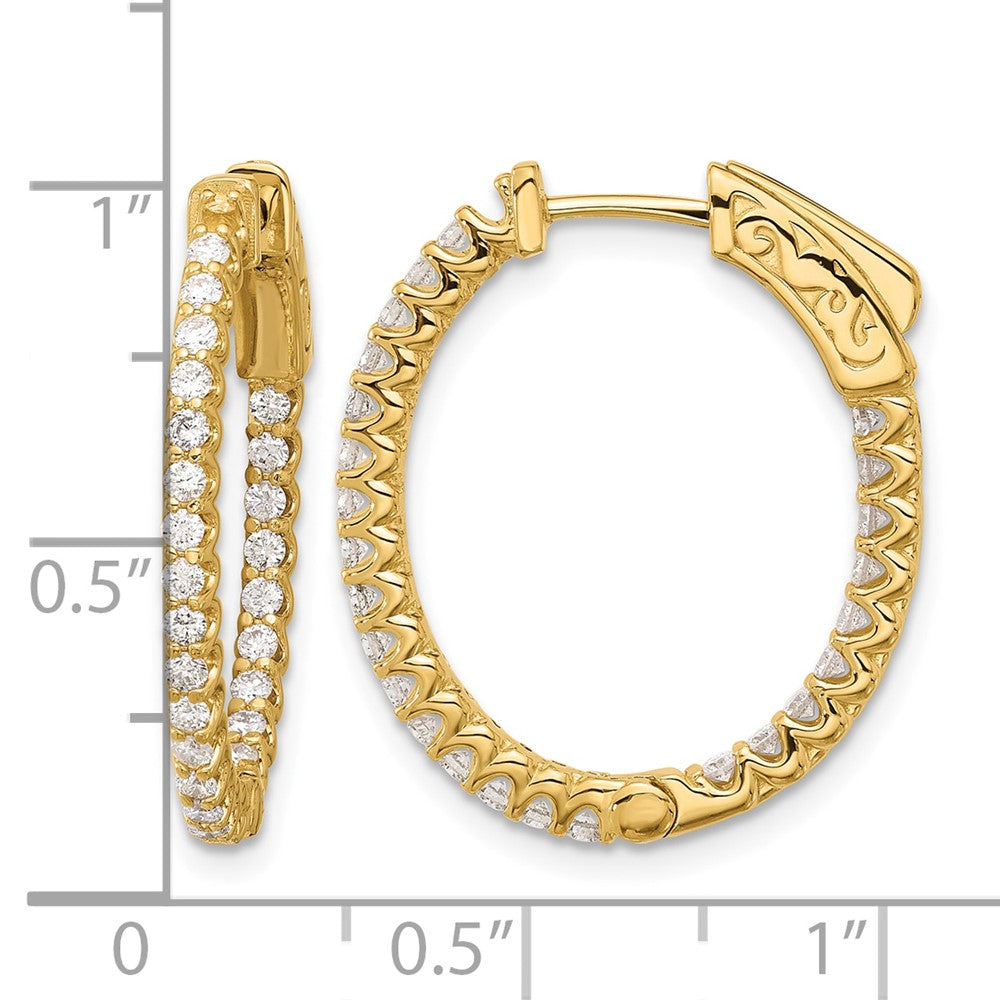 14K .78ct. 52-1.5mm In/Out Oval Hoop w/ Safety Clasp Earring