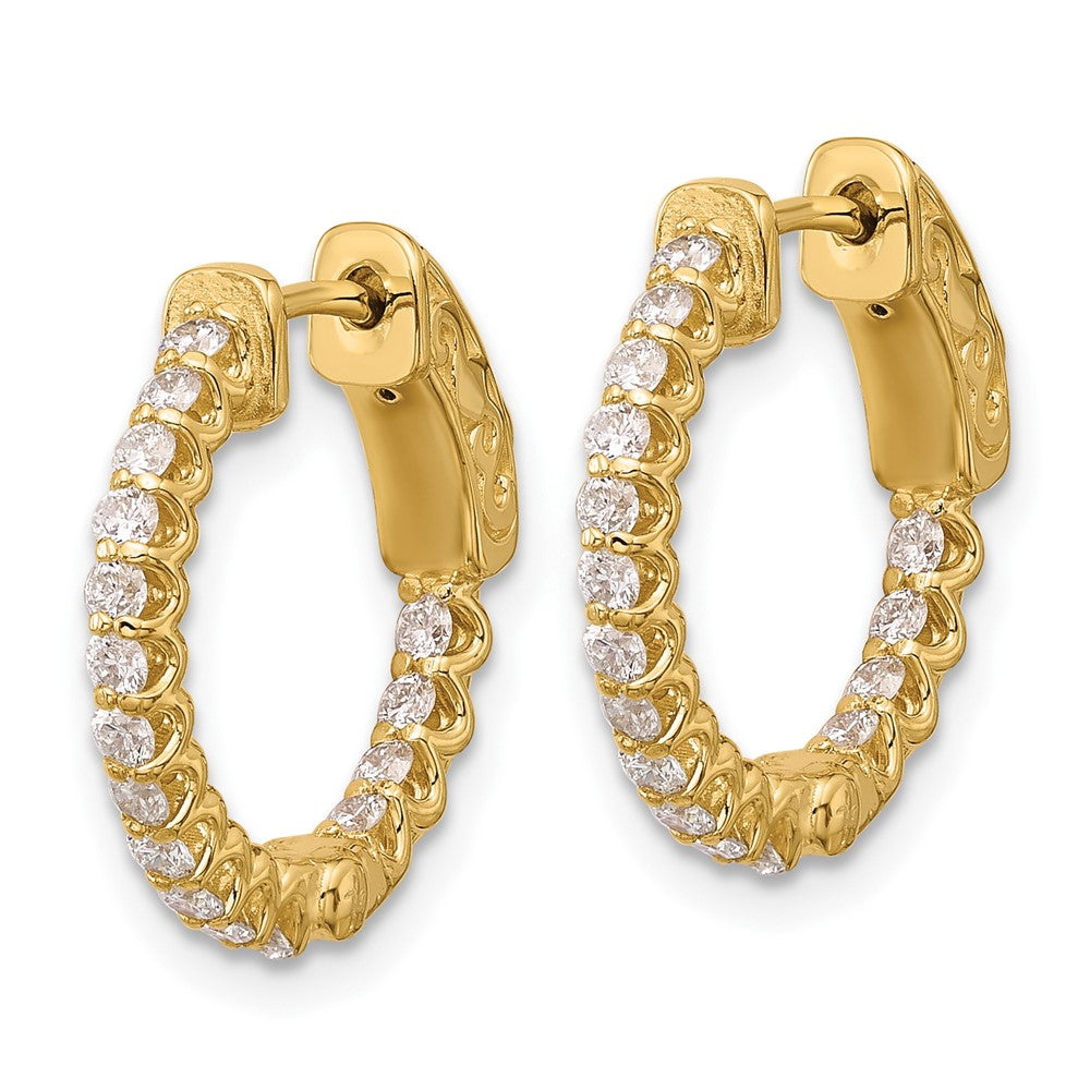 14K .64ct 32-1.7 In/Out Hoop w/ Safety Clasp Diamond Earrings