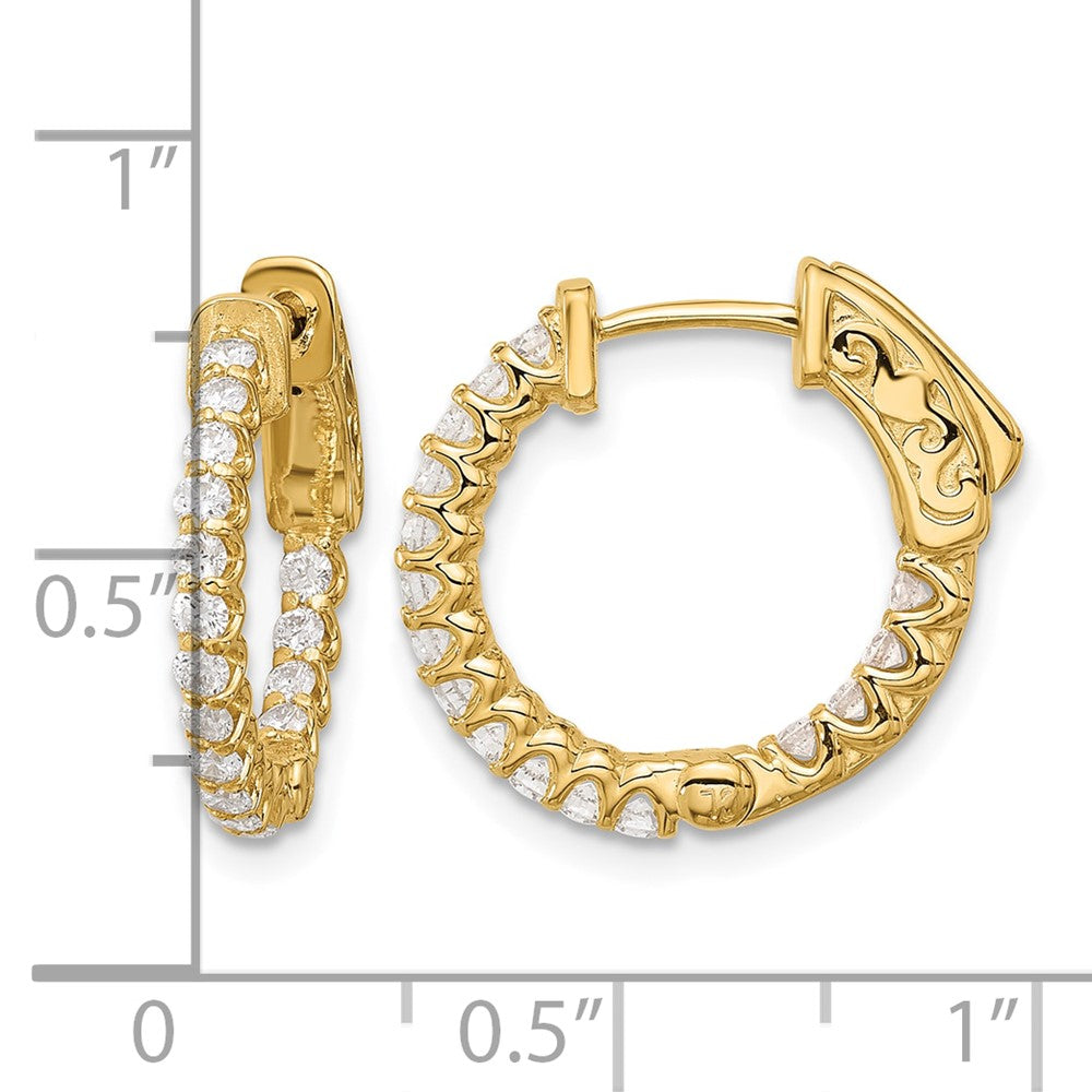 14K .64ct 32-1.7 In/Out Hoop w/ Safety Clasp Diamond Earrings