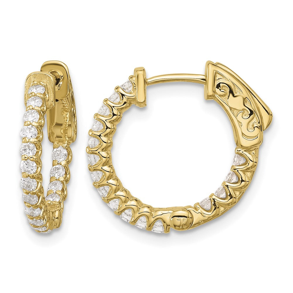 14K .64ct 32-1.7 In/Out Hoop w/ Safety Clasp Diamond Earrings