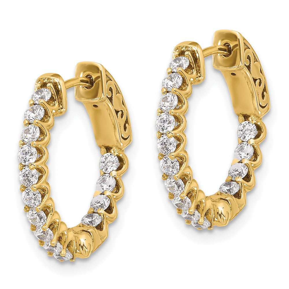 14K .98ct. 28-2.0mm In/Out Hoop w/ Safety Clasp Diamond Earrings