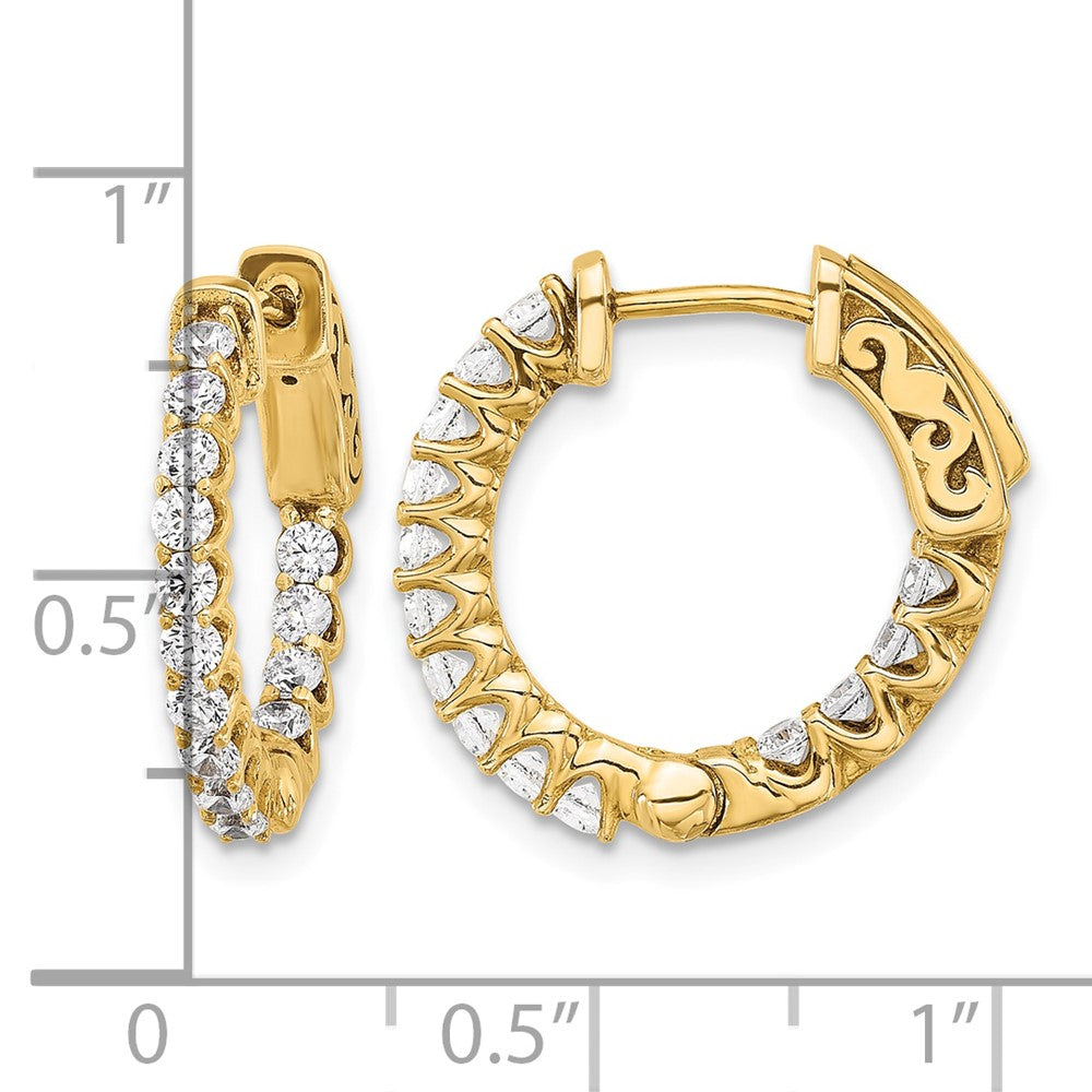 14K .98ct. 28-2.0mm In/Out Hoop w/ Safety Clasp Diamond Earrings