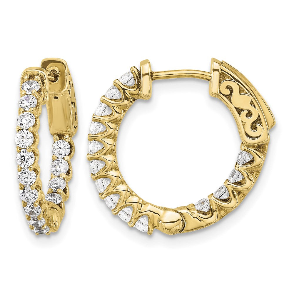 14K .98ct. 28-2.0mm In/Out Hoop w/ Safety Clasp Diamond Earrings