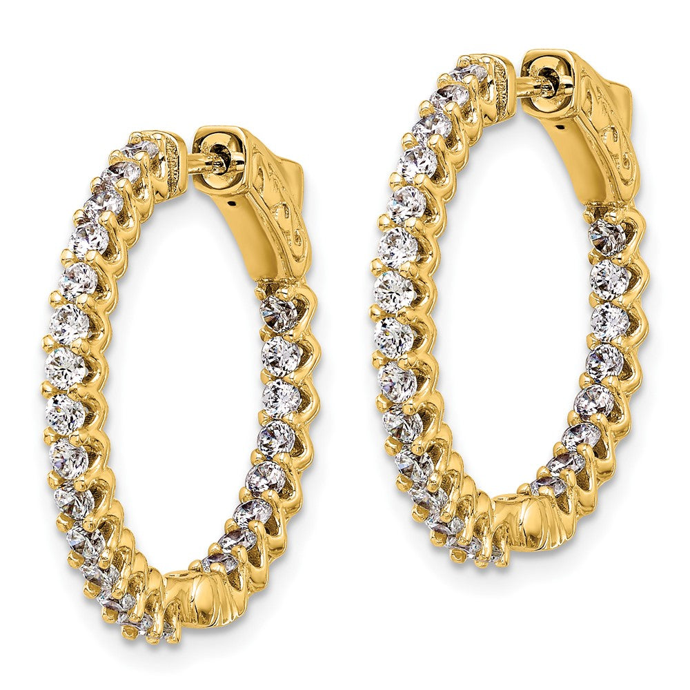 14K 1.6ct 46-2.0mm In/Out Hoop w/ Safety Clasp Diamond Earrings