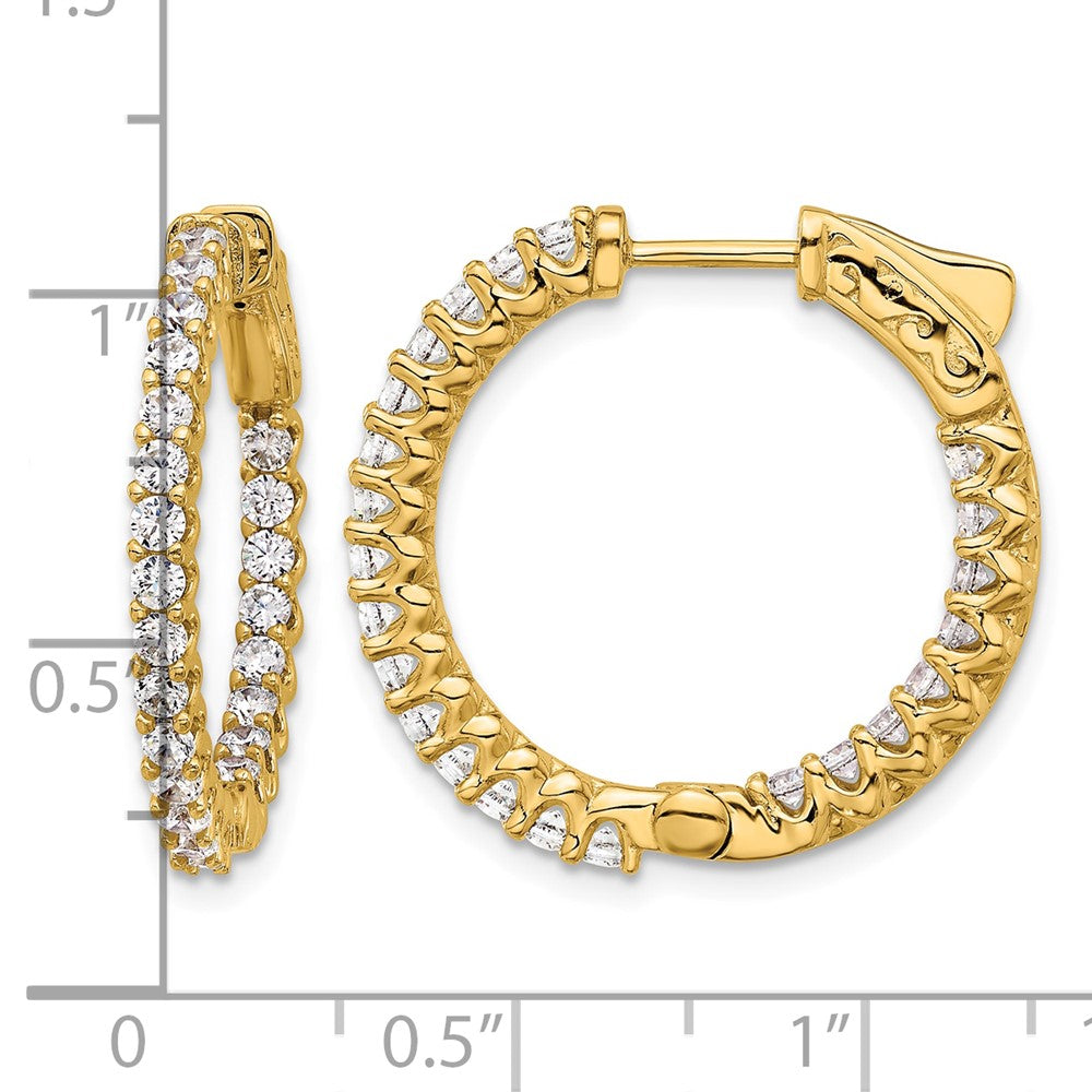 14K 1.6ct 46-2.0mm In/Out Hoop w/ Safety Clasp Diamond Earrings