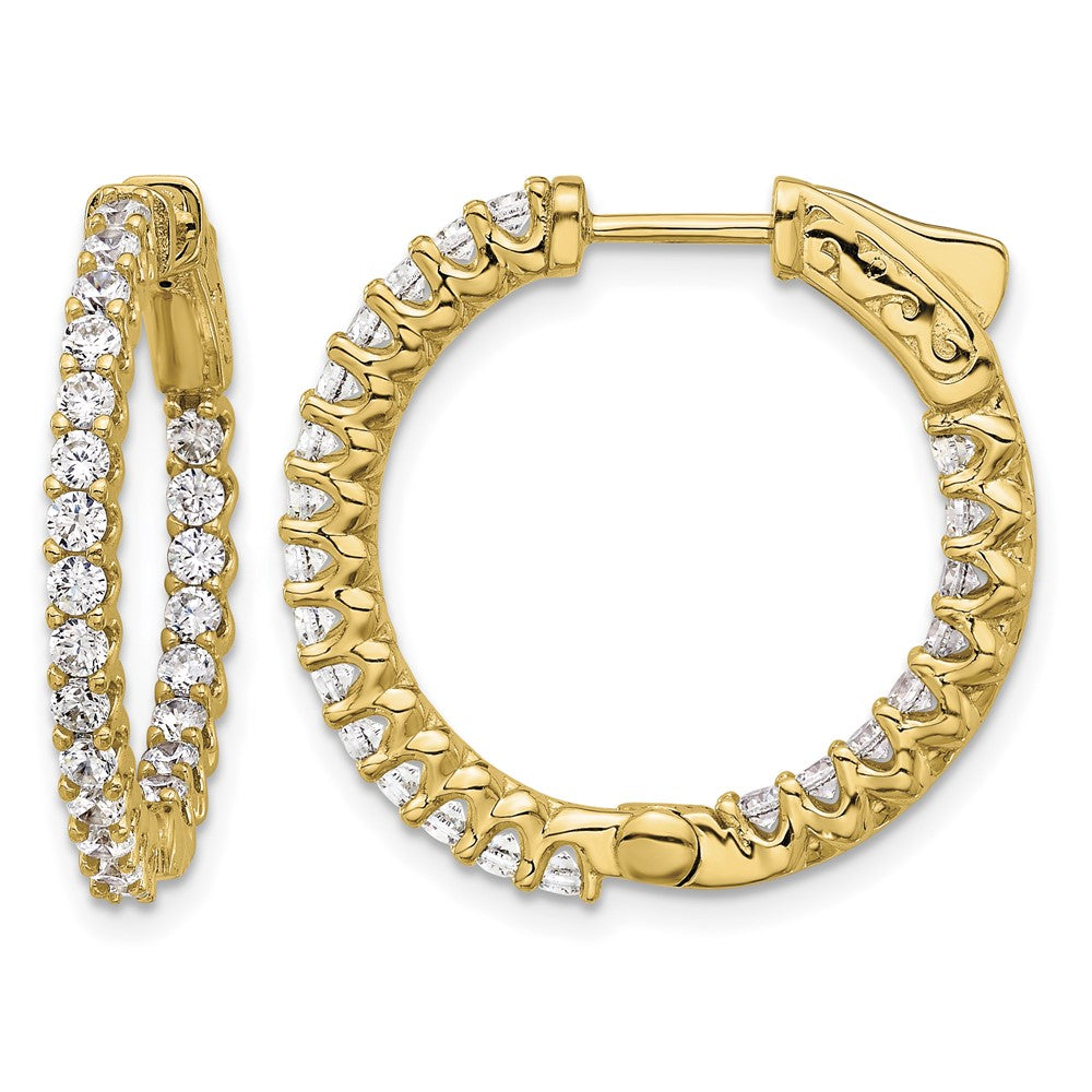 14K 1.6ct 46-2.0mm In/Out Hoop w/ Safety Clasp Diamond Earrings