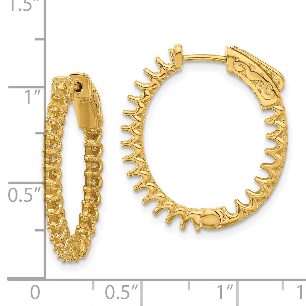 14K 1.6ct 46-2.0mm In/Out Oval Hoop w/ Safety Clasp Earring Mountings