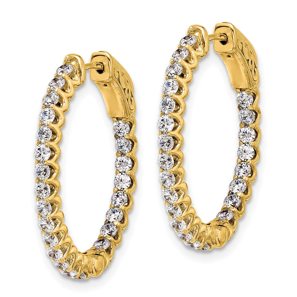 14K 1.6ct 46-2.0mm In/Out Oval Hoop w/ Safety Clasp Diamond Earrings
