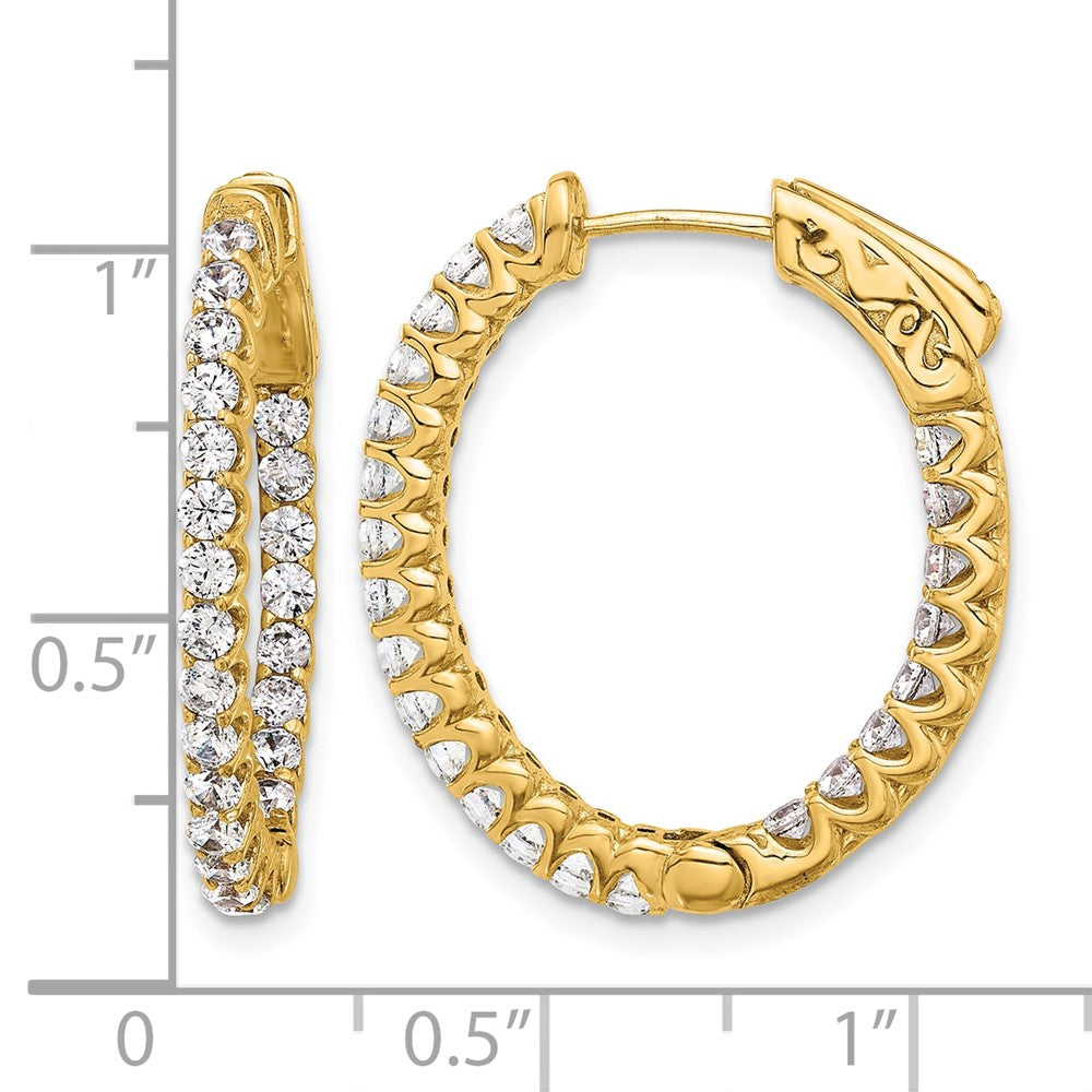 14K 1.6ct 46-2.0mm In/Out Oval Hoop w/ Safety Clasp Diamond Earrings