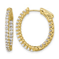 14K 1.6ct 46-2.0mm In/Out Oval Hoop w/ Safety Clasp Diamond Earrings