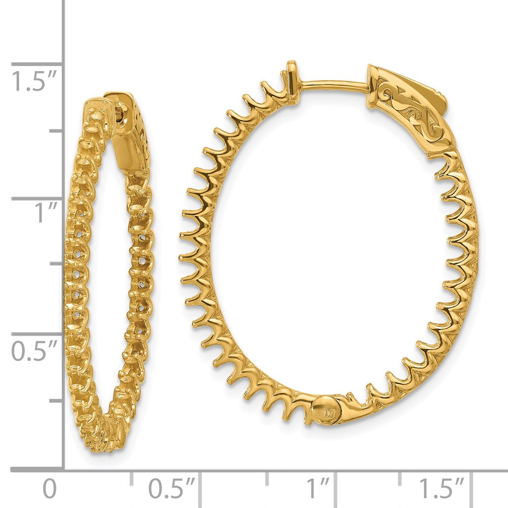 14K 2.3ct 66-2.0mm In/Out Oval Hoop w/ Safety Clasp Earring Mountings