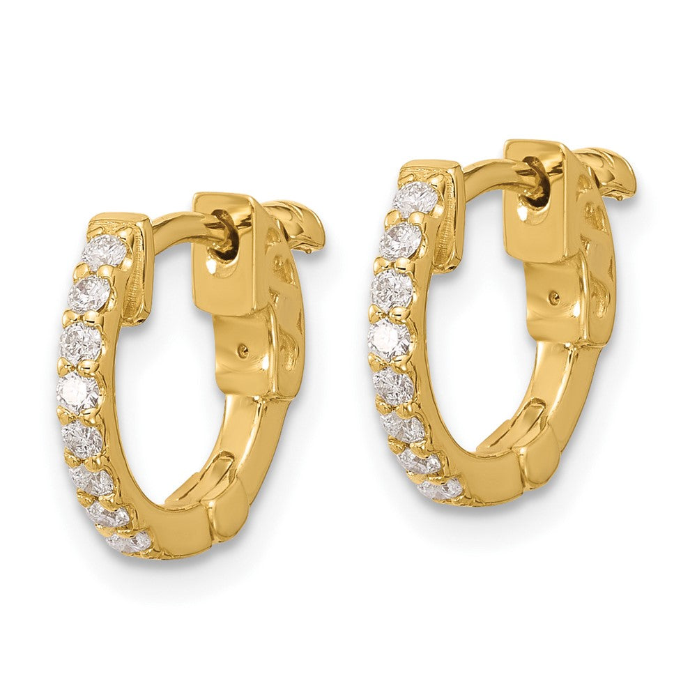 14K .24ct 16-1.5mm Round Hoop w/ Safety Clasp Diamond Earrings