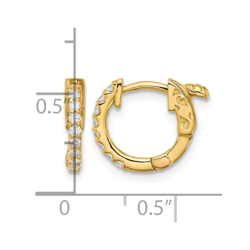 14K .24ct 16-1.5mm Round Hoop w/ Safety Clasp Diamond Earrings