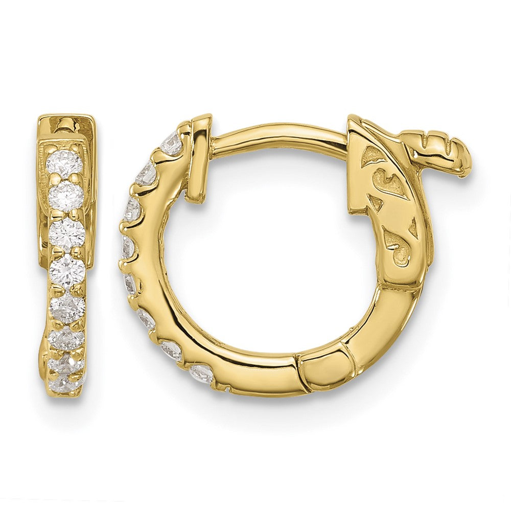 14K .24ct 16-1.5mm Round Hoop w/ Safety Clasp Diamond Earrings