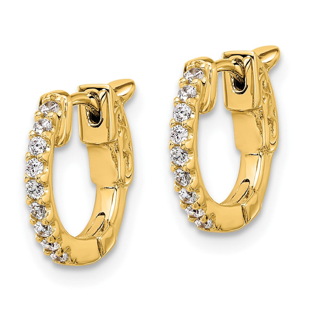 14K .18ct 18-1.3mm Round Hoop w/ Safety Clasp Diamond Earrings