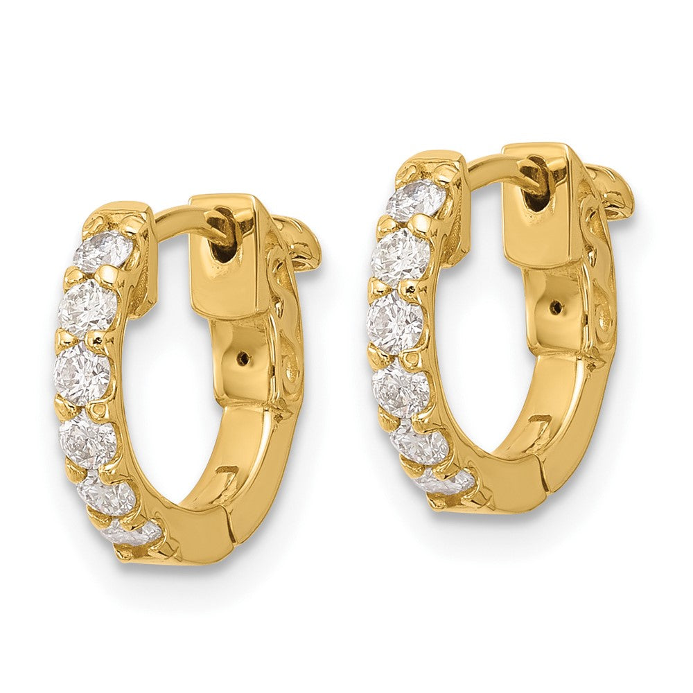 14K .42ct 12-2.0mm Round Hoop w/ Safety Clasp Diamond Earrings